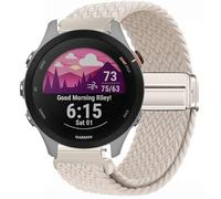 GIOPUEY Bracelet Magnétique Compatible avec Garmin Forerunner 255S, Sangle tressée en nylon doux [unisexe] - Beige