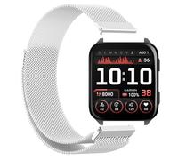 GIOPUEY Bracelet Magnétique Compatible avec Garmin Venu X1, Bracelet en acier inoxydable tressé [magnétique] - Silver