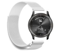 GIOPUEY Bracelet Magnétique Compatible avec Garmin VivoMove Trend, Bracelet en acier inoxydable tressé [magnétique] - Silver