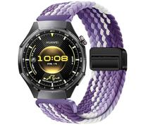 GIOPUEY Bracelet Magnétique Compatible avec Huawei Watch GT6/GT5 46mm/GT5 Pro/GT6 Pro, Sangle tressée en nylon doux [unisexe] - Purple/White