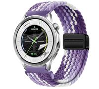 GIOPUEY Bracelet Magnétique Compatible avec OPPO Watch S, Sangle tressée en nylon doux [unisexe] - Purple/White