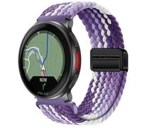 GIOPUEY Bracelet Magnétique Compatible avec Polar Vantage V3, Sangle tressée en Nylon Doux [Unisexe] - Purple/White
