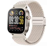 GIOPUEY Bracelet Magnétique Compatible avec Realme Watch 5, Sangle tressée en Nylon Doux [Unisexe] - Beige