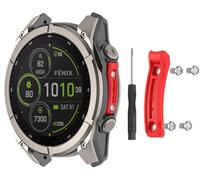 GIOPUEY Cache de Protection des Capteurs en Métal Compatible avec Garmin Fenix 8/Fenix 8Pro 47mm/Tactix 8/Quatix8 47mm - Red
