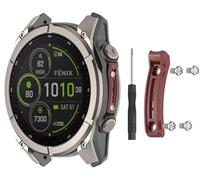 GIOPUEY Cache de Protection des Capteurs en Métal Compatible avec Garmin Fenix 8/Fenix 8Pro 51mm/Tactix 8/Quatix8 51mm - darkred