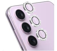 GIOPUEY Caméra Arrière Protecteur Compatible avec Samsung Galaxy A55, Samsung Galaxy A55 Verre Trempé Caméra, Bling Poudre Diamant, Brillant, élégant, Facile à Installer - Silver