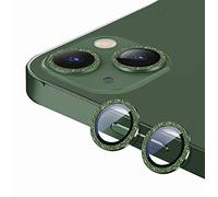 GIOPUEY Camera Protector for iPhone 13, iPhone 13 Mini Camera Lens Protector, Shining Diamond Powder, Bling Camera Protection Ring, 9H HD Tempered Glass - Green