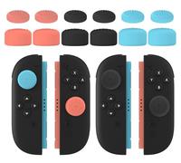 GIOPUEY Capuchon Joystick Compatible avec Nintendo Switch 2 Joy-Con, 6 Pièces Silicone Joystick Thumb Stick Grips Cap Coque étui de Protection,Souple Antidérapant - Black/Red/Blue
