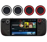 GIOPUEY Capuchon Joystick Compatible avec Steam Deck OLED, 4 Pièces Silicone Joystick Thumb Stick Grips Cap Coque étui de Protection,Souple Antidérapant - Black/Red+Black/White