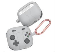 GIOPUEY Coque Compatible avec AirPods 4 2024, Mignon Drôle Dessin Animé TPU Silicone Protection étui avec Crochet Porte-clés Housse Case pour Garçon Fille Homme Femme - Grey