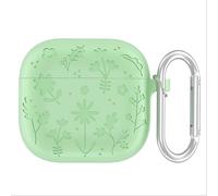 GIOPUEY Coque Compatible avec AirPods 4 2024, Mignon Drôle Dessin Animé TPU Silicone Protection étui avec Crochet Porte-clés Housse Case pour Garçon Fille Homme Femme - Green