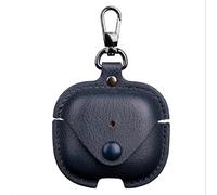 GIOPUEY Coque Compatible avec Airpods 4 2024, PU Cuir Protection étui avec Crochet Porte-clés Housse Case pour Garçon Fille Homme Femme - Blue