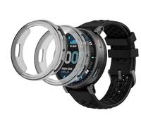 GIOPUEY Coque Compatible avec Amazfit Active 3 Premium, [2 Pièces] Soft TPU, Shock Resistant Etui - Black+Black