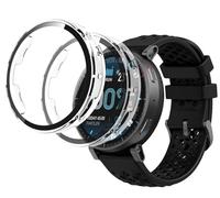 GIOPUEY Coque Compatible avec Amazfit Active Max, [2 Pièces] Film de Protection en Verre + Cadre en Plastique Dur Etui - Transparent+Transparent