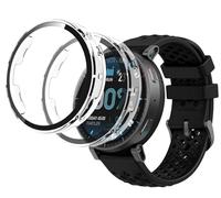 GIOPUEY Coque Compatible avec Amazfit Cheetah 2 Pro, [2 Pièces] Film de Protection en Verre + Cadre en Plastique Dur Etui - Transparent+Transparent