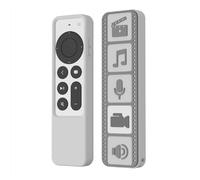 GIOPUEY Coque Compatible avec Apple TV 4K/HD Siri Remote 2021/2022, Mignon Drôle Dessin Animé TPU Silicone Protection étui avec Crochet Porte-clés Housse Case pour Garçon Fille Homme Femme - Grey