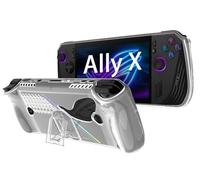 GIOPUEY Coque Compatible avec ASUS ROG Ally X 2024 - avec Support - Couverture PC Transparente & Pare-Chocs TPU Souple - Clear