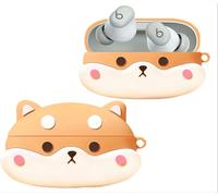 GIOPUEY Coque Compatible avec Beats Solo Buds, Mignon Drôle Dessin Animé TPU Silicone Protection étui avec Crochet Porte-clés Housse Case pour Garçon Fille Homme Femme - Corgi