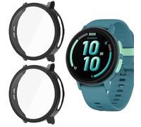 GIOPUEY Coque Compatible avec Garmin Bounce 2, [2 Pièces] Film de Protection en Verre + Cadre en Plastique Dur Etui - Black+Black
