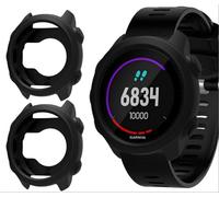 GIOPUEY Coque Compatible avec Garmin Forerunner 245, [2 Pièces] Souple TPU Silicone Case Cover Protecteur Etui - Black