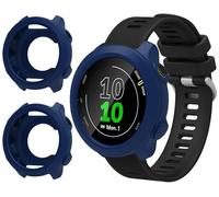 GIOPUEY Coque Compatible avec Garmin Forerunner 55, [2 Pièces] Souple TPU Silicone Case Cover Protecteur Etui - Dark Blue