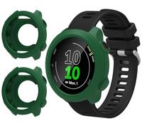 GIOPUEY Coque Compatible avec Garmin Forerunner 55, [2 Pièces] Souple TPU Silicone Case Cover Protecteur Etui - Dark Green