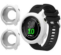 GIOPUEY Coque Compatible avec Garmin Forerunner 55, [2 Pièces] Souple TPU Silicone Case Cover Protecteur Etui - White