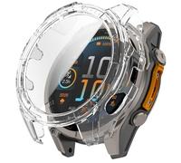 GIOPUEY Coque Compatible avec Garmin Tactix 8 Solar 51mm, Film de Protection en Verre + Cadre en Plastique Dur Etui - Clear