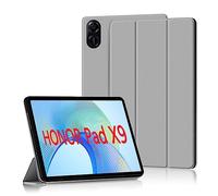 GIOPUEY Coque Compatible avec Honor Pad X9, étui en Cuir, Coque arrière en Silicone Souple [étui à Rabat] Texture Semblable à Celle de la Peau - Grey