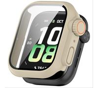 GIOPUEY Coque Compatible avec Honor Watch 5, Film de Protection en Verre + Cadre en Plastique Dur Etui - Beige
