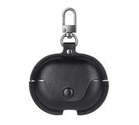 GIOPUEY Coque Compatible avec Huawei Freebuds Pro 5, PU Cuir Protection étui avec Crochet Porte-clés Housse Case pour Garçon Fille Homme Femme - Black