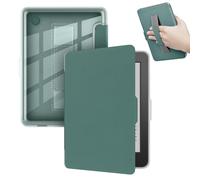 GIOPUEY Coque Compatible avec Kobo Clara Colour/Clara BW/Clara 2E, étui en Cuir avec Sangle, étui à Rabat [Coque Arrière Transparente PC TPU] Texture Semblable à Celle de la Peau - Dark Green