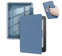 GIOPUEY Coque Compatible avec Kobo Clara Colour/Clara BW/Clara 2E, étui en Cuir avec Sangle, étui à Rabat [Coque Arrière Transparente PC TPU] Texture Semblable à Celle de la Peau - Navy Blue