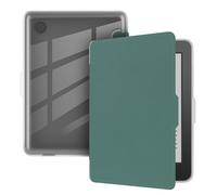 GIOPUEY Coque Compatible avec Kobo Clara Colour/Clara BW/Clara 2E, étui en Cuir, étui à Rabat [Coque Arrière Transparente PC TPU] Texture Semblable à Celle de la Peau - Dark Green