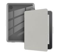 GIOPUEY Coque Compatible avec Kobo Clara Colour/Clara BW/Clara 2E, étui en Cuir, étui à Rabat [Coque Arrière Transparente PC TPU] Texture Semblable à Celle de la Peau - Grey