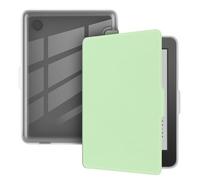 GIOPUEY Coque Compatible avec Kobo Clara Colour/Clara BW/Clara 2E, étui en Cuir, étui à Rabat [Coque Arrière Transparente PC TPU] Texture Semblable à Celle de la Peau - Green