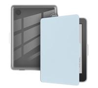 GIOPUEY Coque Compatible avec Kobo Clara Colour/Clara BW/Clara 2E, étui en Cuir, étui à Rabat [Coque Arrière Transparente PC TPU] Texture Semblable à Celle de la Peau - Blue
