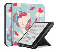 GIOPUEY Coque Compatible avec Kobo Libra Colour, étui en Cuir, Coque arrière en Silicone Souple [étui à Rabat] Texture Semblable à Celle de la Peau - Horse