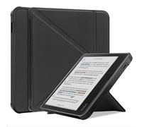 GIOPUEY Coque Compatible avec Kobo Libra Colour, étui en Cuir, Coque arrière en Silicone Souple [étui à Rabat] Texture Semblable à Celle de la Peau - Noir
