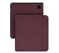 GIOPUEY Coque Compatible avec Kobo Libra Colour/Tolino Vision Color, étui en Cuir, Coque arrière en Silicone Souple [étui à Rabat] Texture Semblable à Celle de la Peau - Dark Red