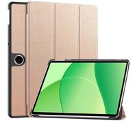GIOPUEY Coque Compatible avec Oneplus Pad Lite/Oppo Pad SE, étui en Cuir [étui à Rabat] Housse avec Support Fonction, 360° Protection - Or Rose