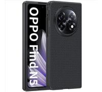 GIOPUEY Coque Compatible avec Oppo Find N5, Cuir PU + PC Dur étui，Texture Spéciale du Cuir Case，Anti-Empreintes Digitales, Anti-Rayures - Black-1