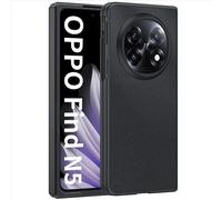 GIOPUEY Coque Compatible avec Oppo Find N5, Cuir PU + PC Dur étui，Texture Spéciale du Cuir Case，Anti-Empreintes Digitales, Anti-Rayures - Black