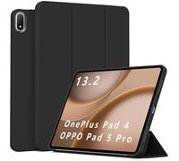 GIOPUEY Coque Compatible avec Oppo Pad 5 Pro 13.2, étui en Cuir, Coque arrière en Silicone Souple [étui à Rabat] Texture Semblable à Celle de la Peau - Black