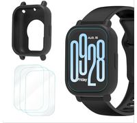 GIOPUEY Coque Compatible avec Redmi Watch 5 Active, Etui avec 3 Pièces Protection d'écran flim, Souple TPU Silicone Case Cover Protecteur - Black