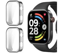 GIOPUEY Coque Compatible avec Xiaomi Redmi Watch 6 Lite, [2 Pièces] Soft TPU, Shock Resistant Etui - Silver+Silver