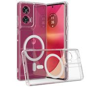 GIOPUEY Coque Magnétique pour Motorola Edge 50 Neo, Compatible avec MagSafe, Arrière Transparent PC + TPU Housse Etui - Clear