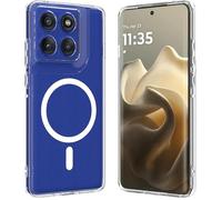 GIOPUEY Coque Magnétique pour Motorola Edge 70, Compatible avec MagSafe, Arrière Transparent PC + TPU Housse Etui - Clear
