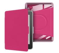 GIOPUEY Coque pour Kobo Clara Colour/Clara BW/Clara 2E, Étui Rotatif à 360 Degrés Design Magnétique Amovible, Support Réglable, Dos Transparent - Rose Red