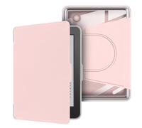 GIOPUEY Coque pour Kobo Clara Colour/Clara BW/Clara 2E, Étui Rotatif à 360 Degrés Design Magnétique Amovible, Support Réglable, Dos Transparent - Pink